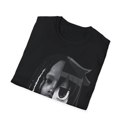 Split Face Portrait T-Shirt — Half Real Half Anime Graphic Tee