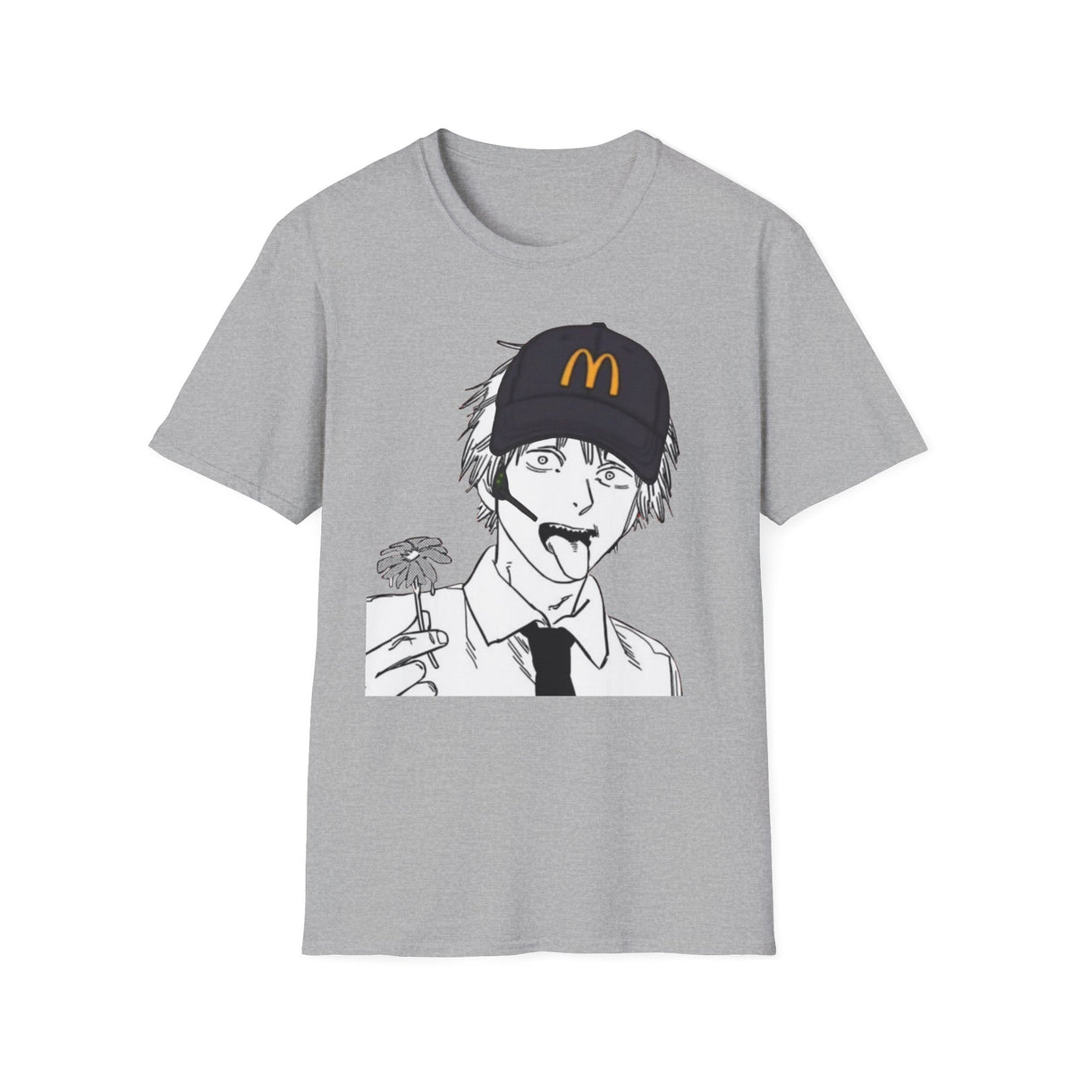 Anime Crewneck T‑Shirt — Fast Food Worker Illustration