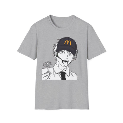 Anime Crewneck T‑Shirt — Fast Food Worker Illustration