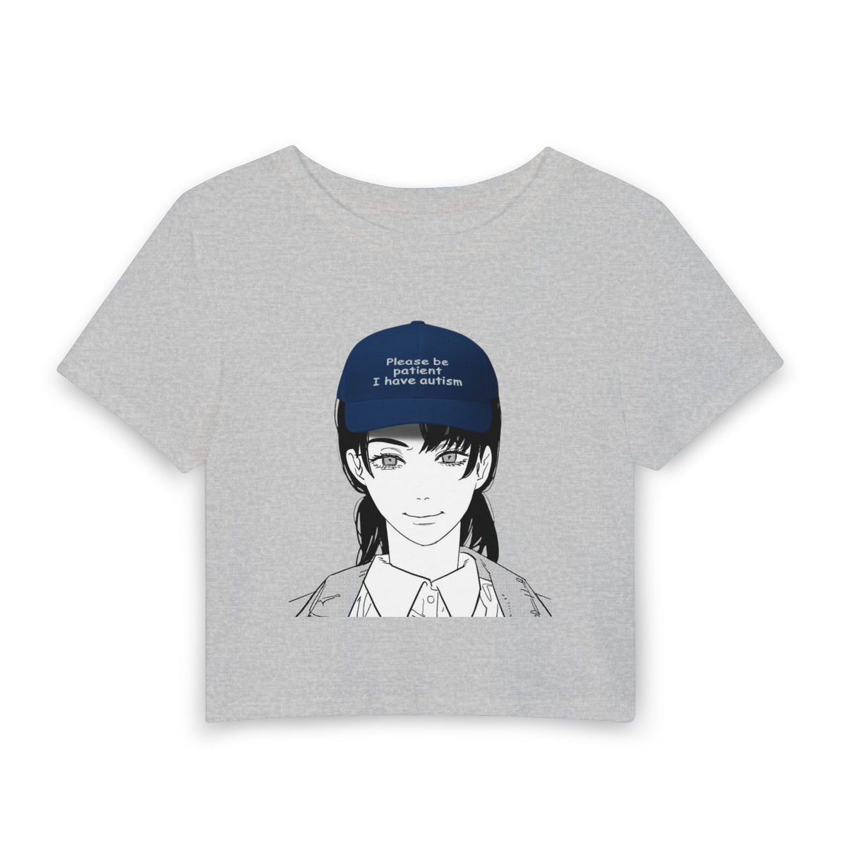 Anime Girl Crop Tee — "Please Be Patient I Have ADHD" Graphic