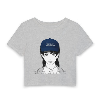 Anime Girl Crop Tee — "Please Be Patient I Have ADHD" Graphic