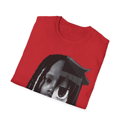 Split Face Portrait T-Shirt — Half Real Half Anime Graphic Tee