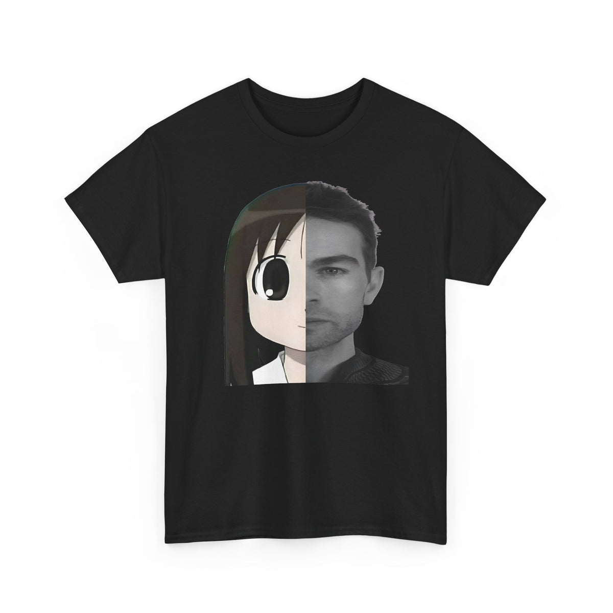Anime Half-Face Portrait Tee — Split Manga & Photo Graphic T-Shirt