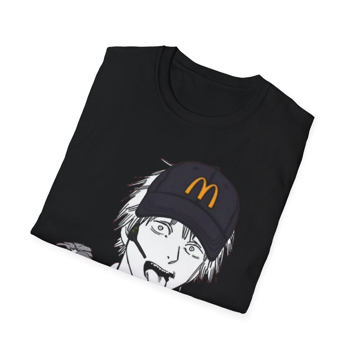 Anime Crewneck T‑Shirt — Fast Food Worker Illustration