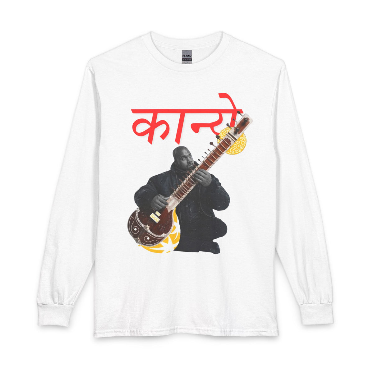 Sitar Musician Long Sleeve Shirt — 'कन' Graphic Indian Instrument Tee