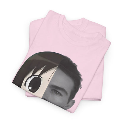 Anime Half-Face Portrait Tee — Split Manga & Photo Graphic T-Shirt