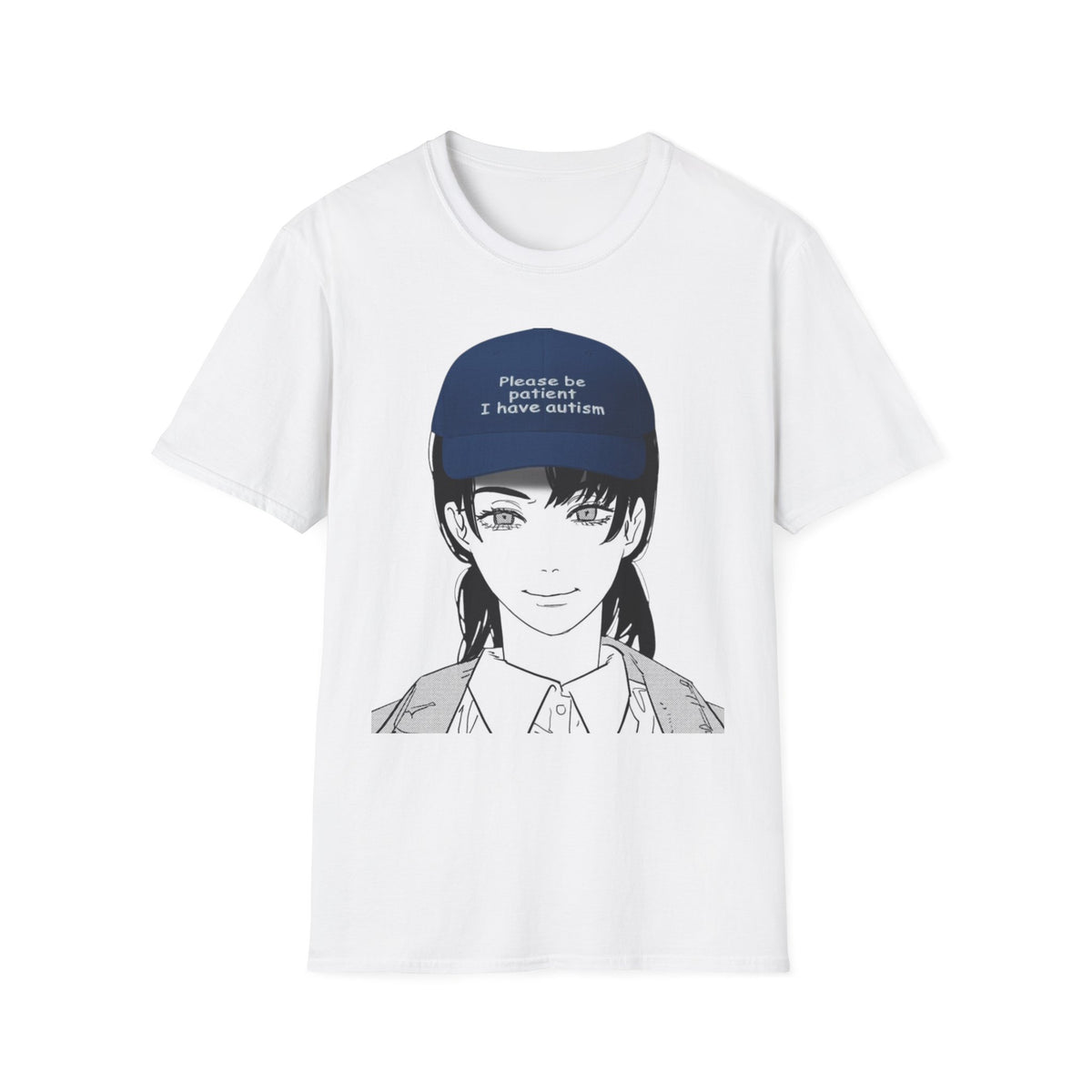Anime Girl Graphic T‑Shirt – 'Please Be Patient I Have Autism' Cap Design