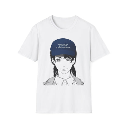 Anime Girl Graphic T‑Shirt – 'Please Be Patient I Have Autism' Cap Design