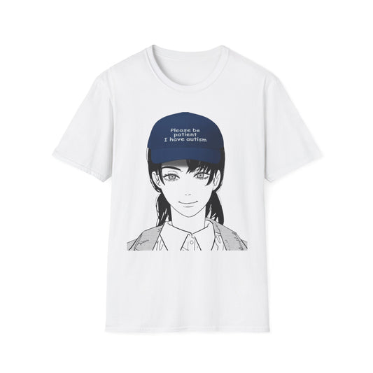 Anime Girl Graphic T‑Shirt – 'Please Be Patient I Have Autism' Cap Design