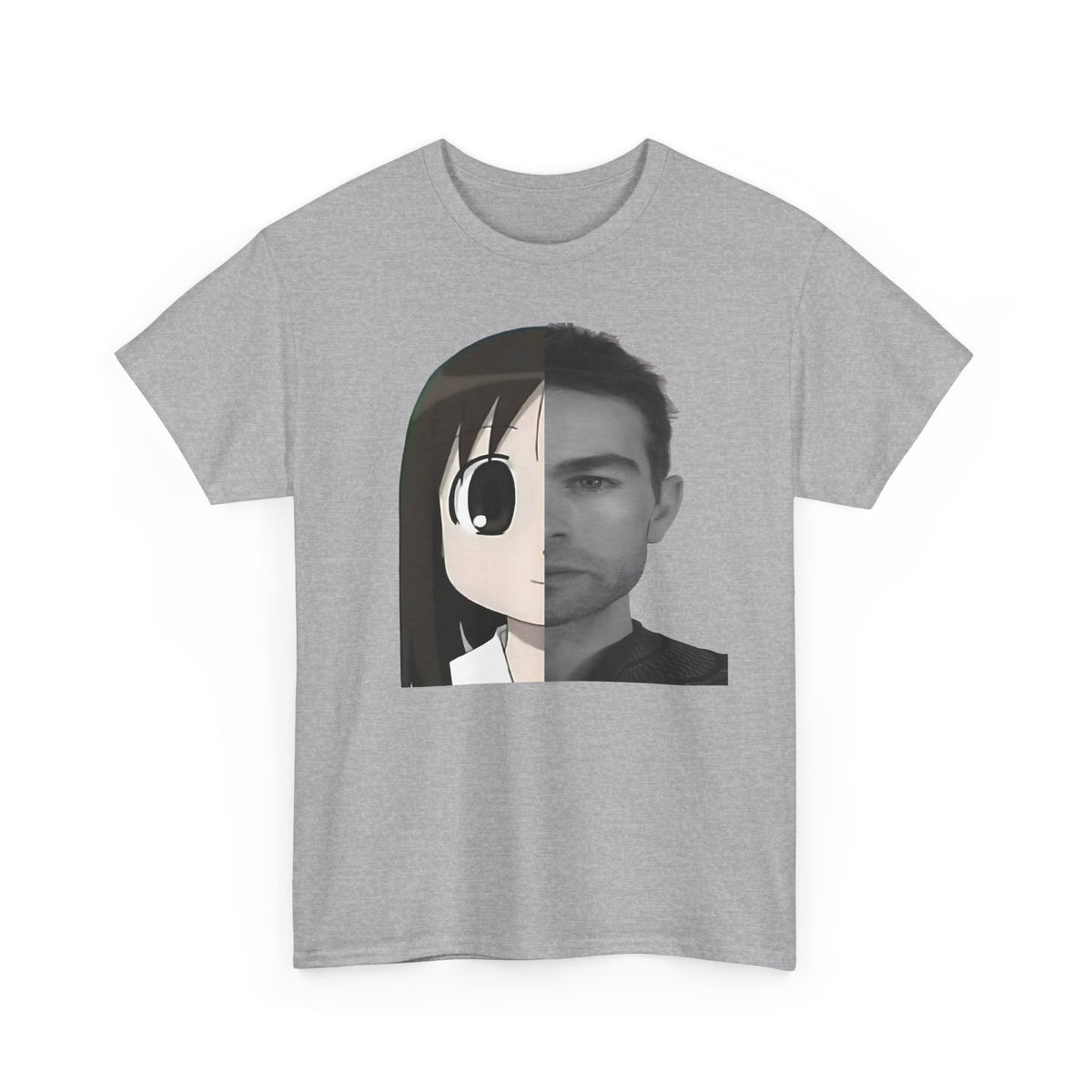 Anime Half-Face Portrait Tee — Split Manga & Photo Graphic T-Shirt