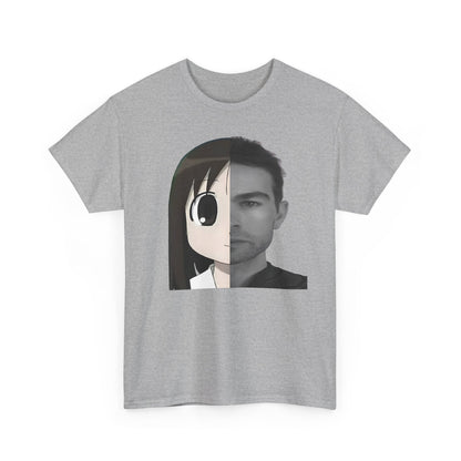 Anime Half-Face Portrait Tee — Split Manga & Photo Graphic T-Shirt