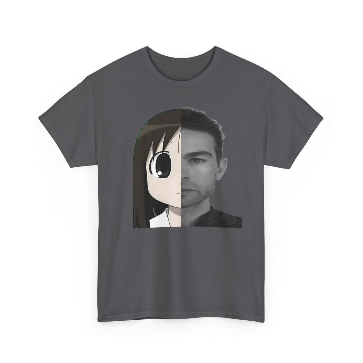 Anime Half-Face Portrait Tee — Split Manga & Photo Graphic T-Shirt
