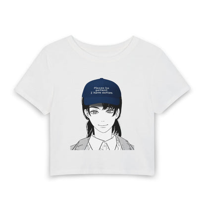 Anime Girl Crop Tee — "Please Be Patient I Have ADHD" Graphic