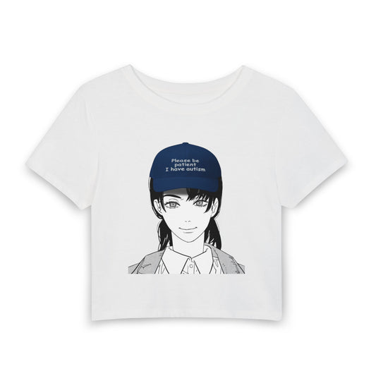 Anime Girl Crop Tee — "Please Be Patient I Have ADHD" Graphic