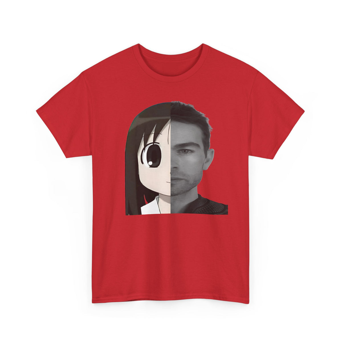 Anime Half-Face Portrait Tee — Split Manga & Photo Graphic T-Shirt