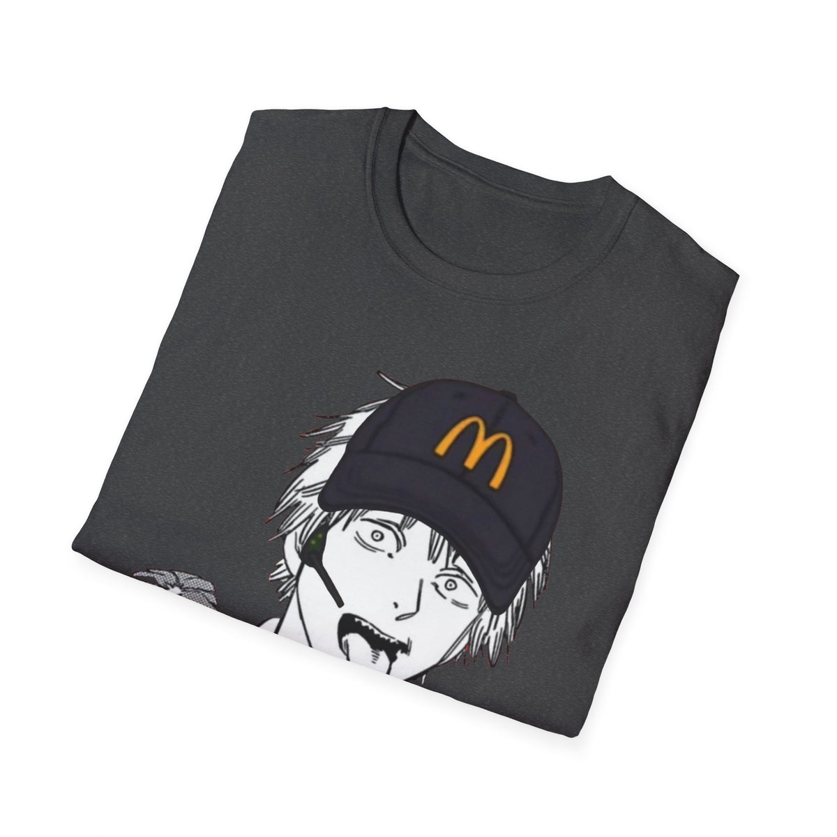 Anime Crewneck T‑Shirt — Fast Food Worker Illustration