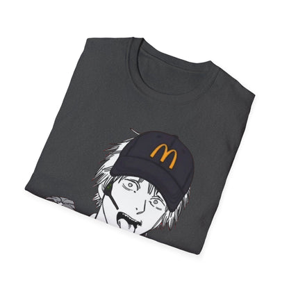 Anime Crewneck T‑Shirt — Fast Food Worker Illustration