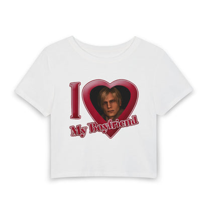 Heart Photo Baby Tee — "I  My Boyfriend" Crop Top