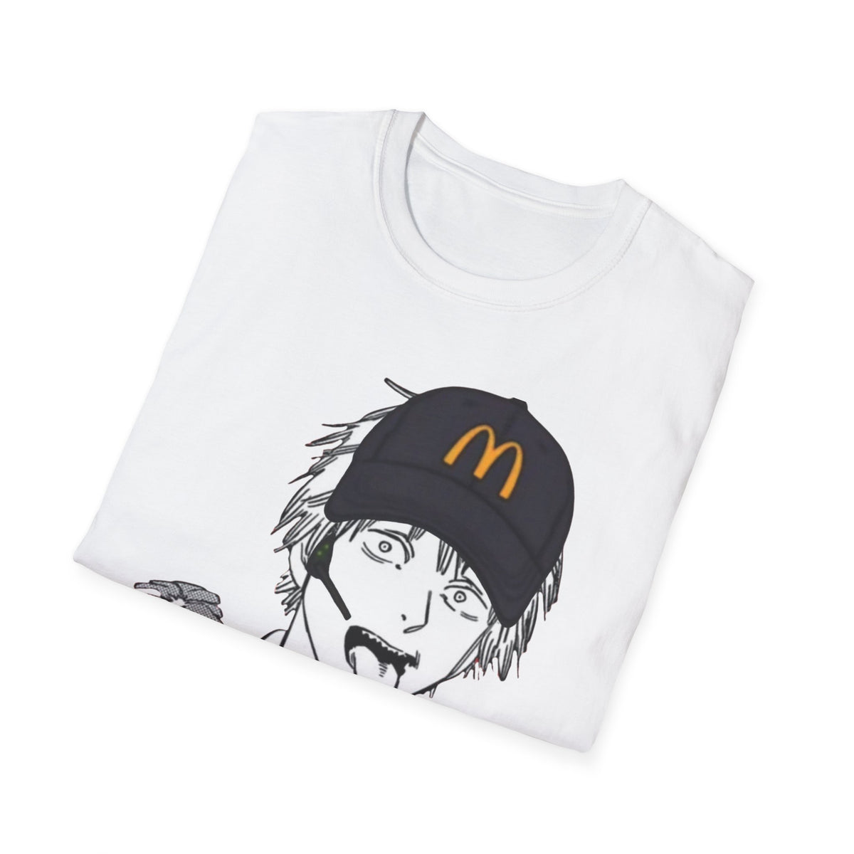 Anime Crewneck T‑Shirt — Fast Food Worker Illustration