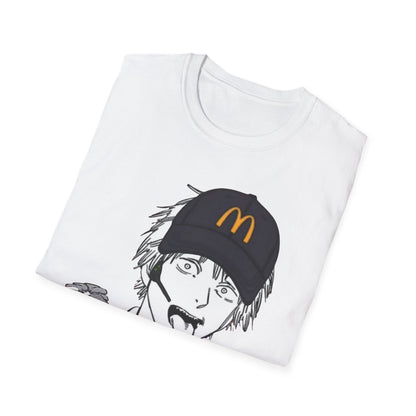 Anime Crewneck T‑Shirt — Fast Food Worker Illustration