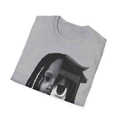 Split Face Portrait T-Shirt — Half Real Half Anime Graphic Tee