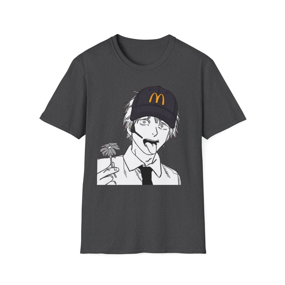 Anime Crewneck T‑Shirt — Fast Food Worker Illustration
