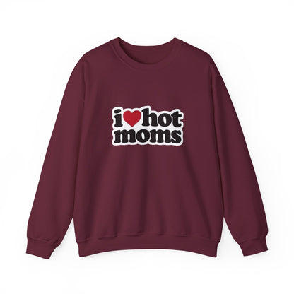 I  Hot Moms Sweatshirt — Retro Love Graphic Crewneck