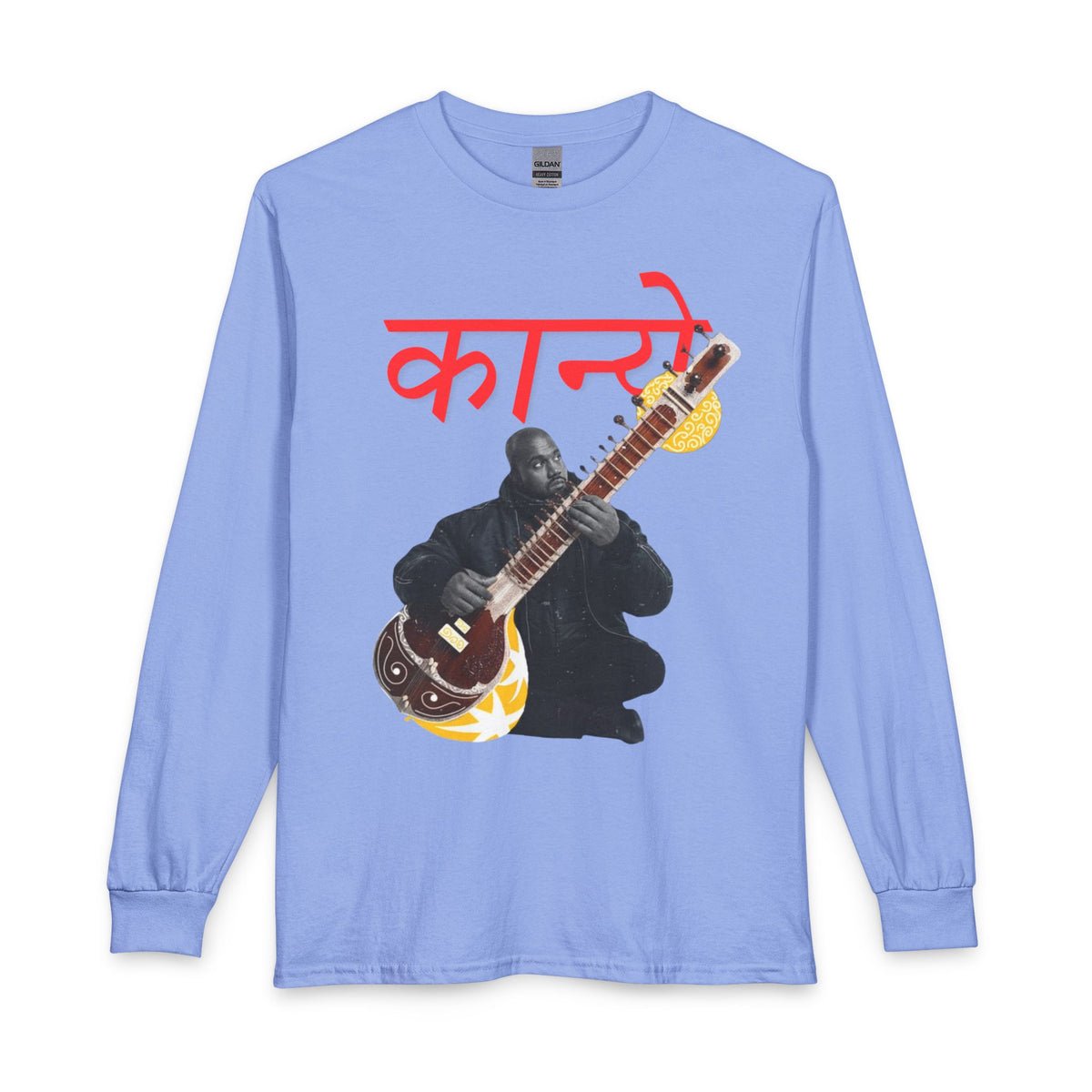 Sitar Musician Long Sleeve Shirt — 'कन' Graphic Indian Instrument Tee