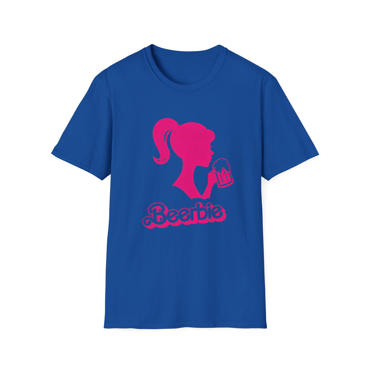 Beerbie Graphic T-Shirt — Pink Retro Barbie-Style Beer Tee