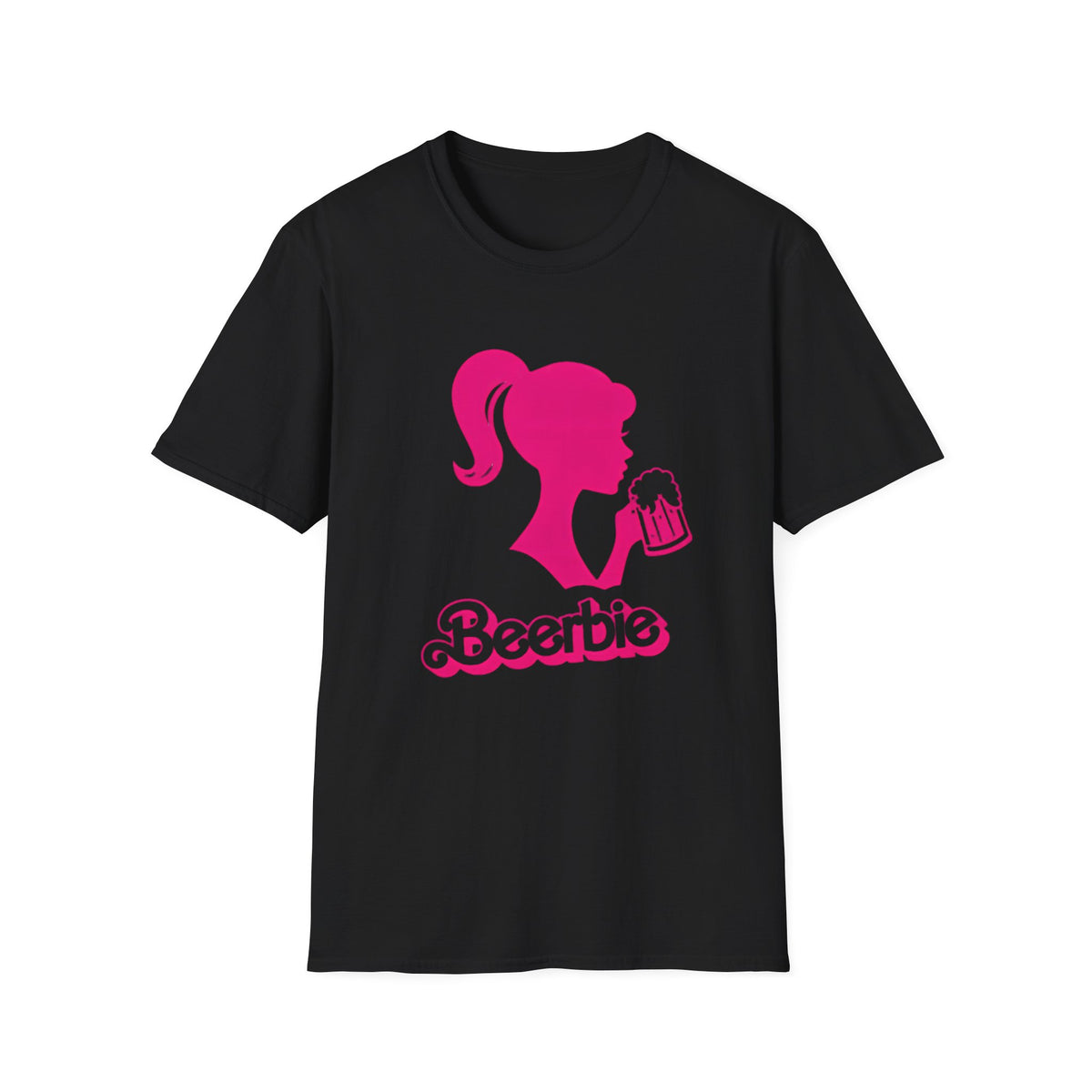 Beerbie Graphic T-Shirt — Pink Retro Barbie-Style Beer Tee
