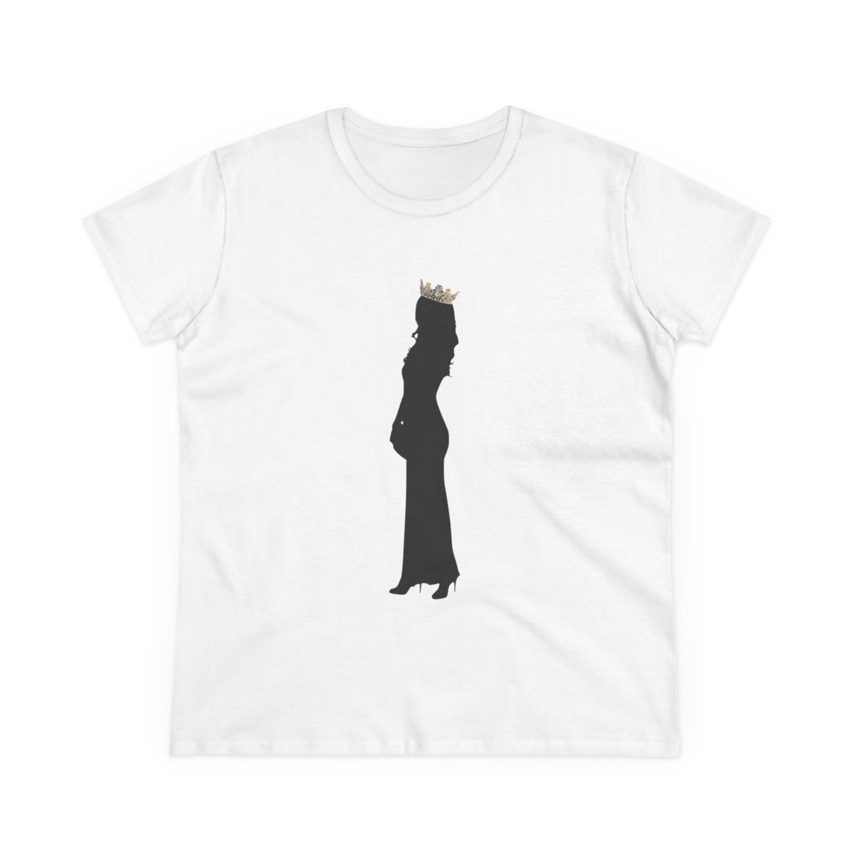 Pregnant Queen Silhouette Tee — Maternity Crown Graphic Shirt