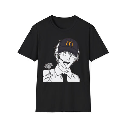 Anime Crewneck T‑Shirt — Fast Food Worker Illustration