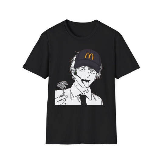 Anime Crewneck T‑Shirt — Fast Food Worker Illustration