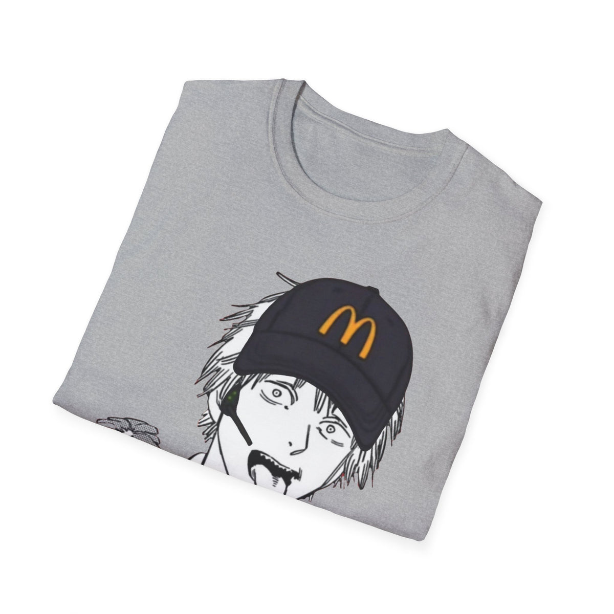 Anime Crewneck T‑Shirt — Fast Food Worker Illustration