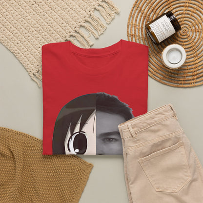 Anime Half-Face Portrait Tee — Split Manga & Photo Graphic T-Shirt