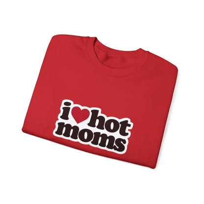 I  Hot Moms Sweatshirt — Retro Love Graphic Crewneck