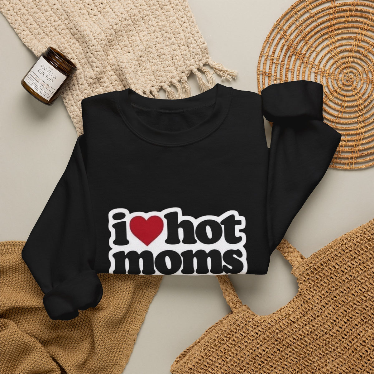 I  Hot Moms Sweatshirt — Retro Love Graphic Crewneck