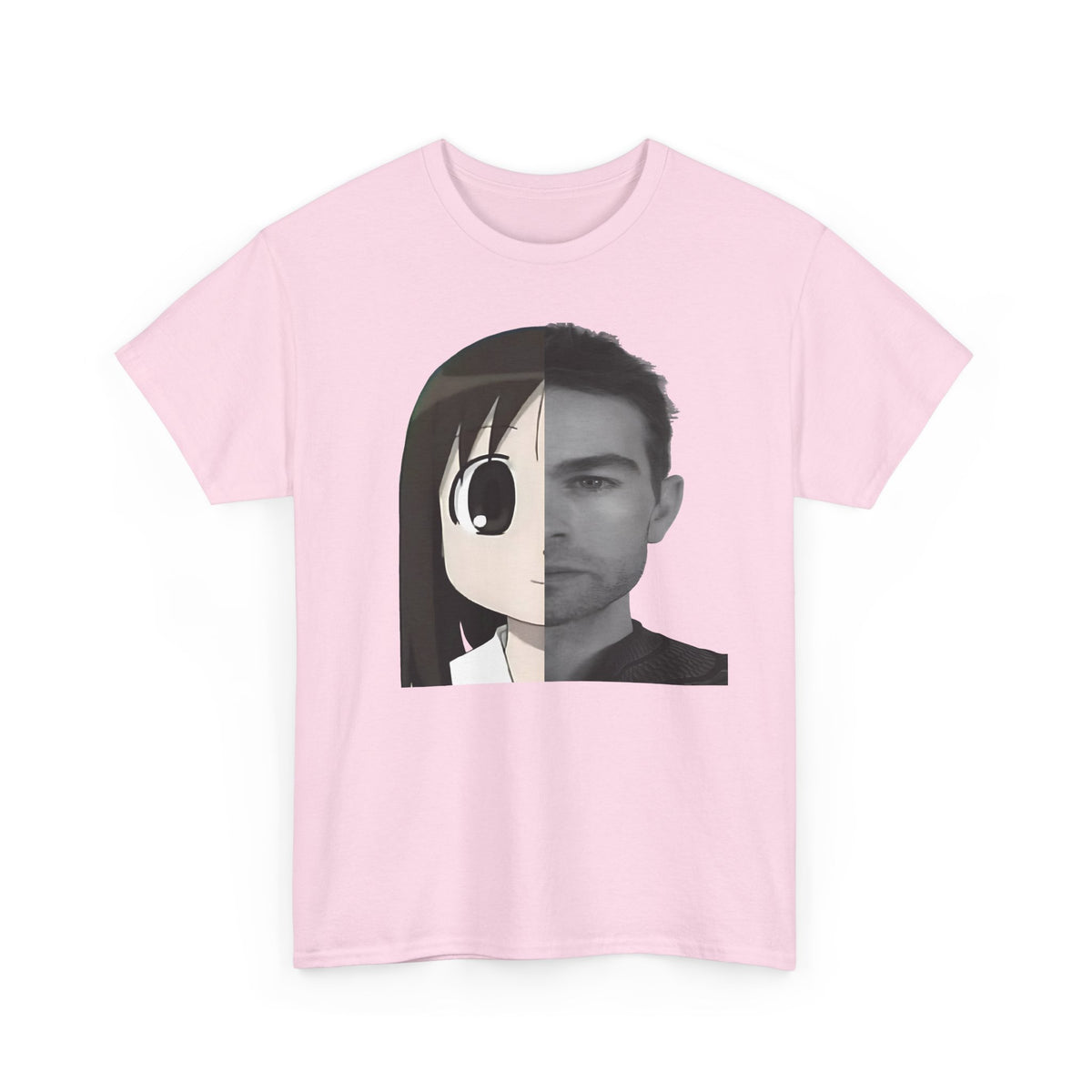 Anime Half-Face Portrait Tee — Split Manga & Photo Graphic T-Shirt