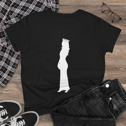 Pregnant Queen Silhouette Tee — Maternity Crown Graphic Shirt
