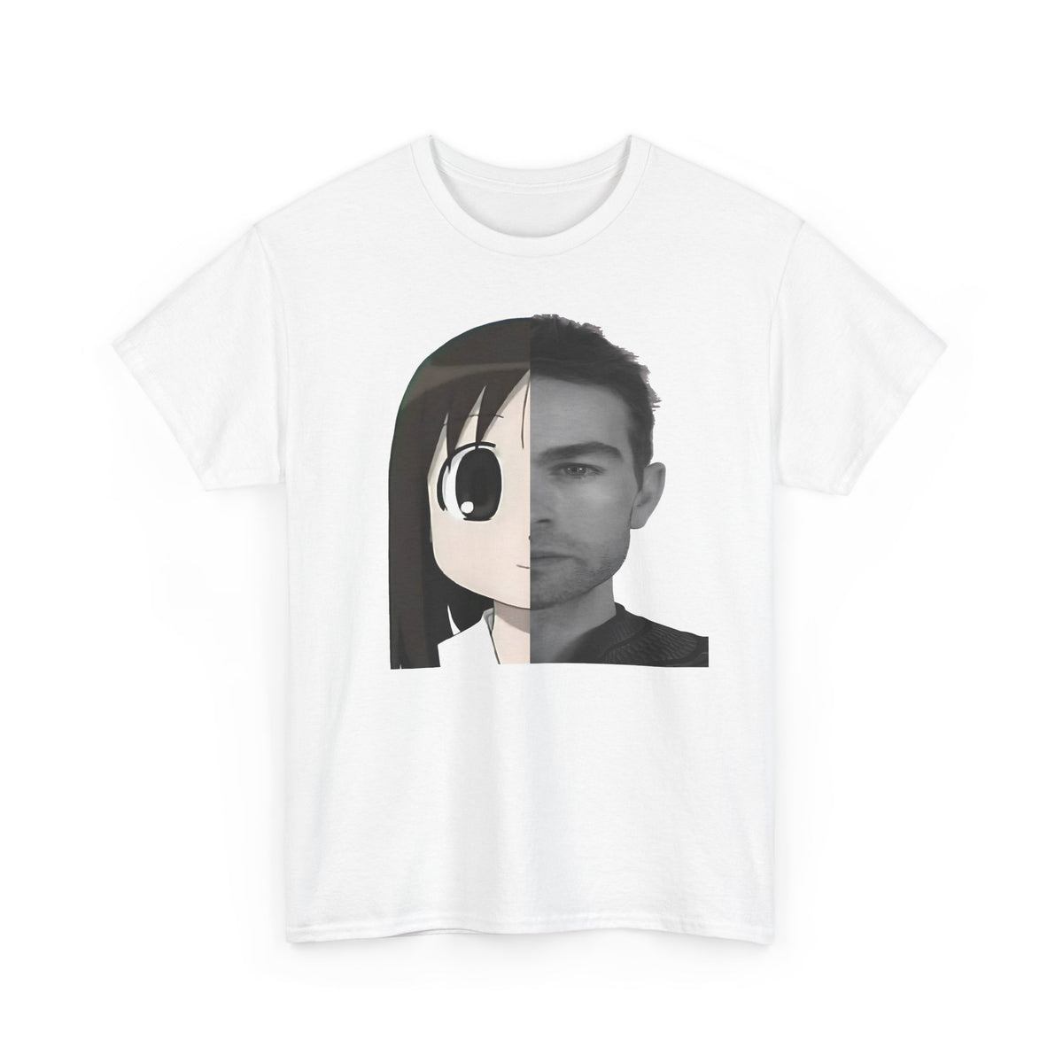 Anime Half-Face Portrait Tee — Split Manga & Photo Graphic T-Shirt