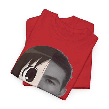 Anime Half-Face Portrait Tee — Split Manga & Photo Graphic T-Shirt