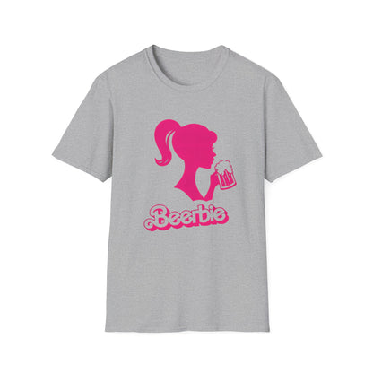 Beerbie Graphic T-Shirt — Pink Retro Barbie-Style Beer Tee
