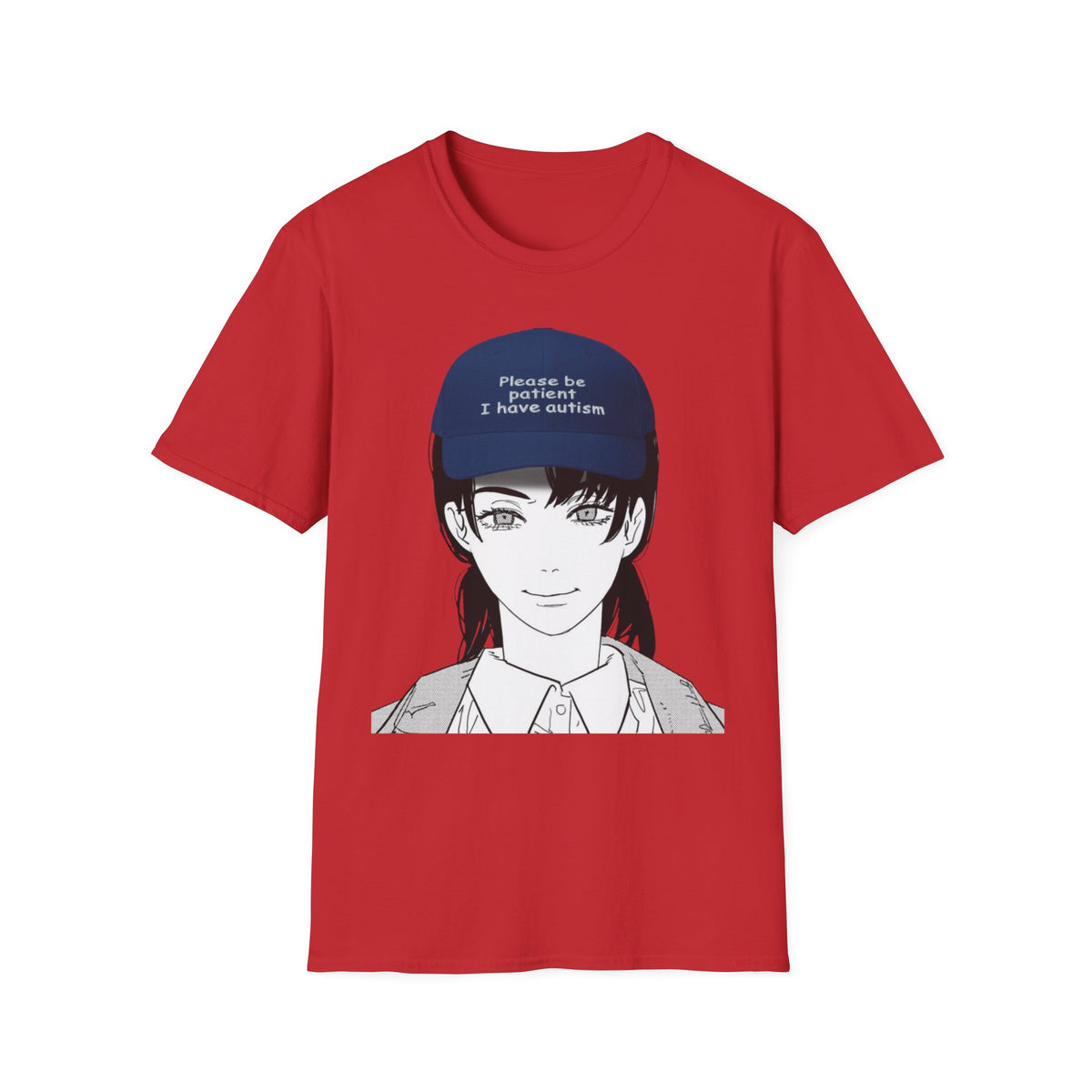 Anime Girl Graphic T‑Shirt – 'Please Be Patient I Have Autism' Cap Design