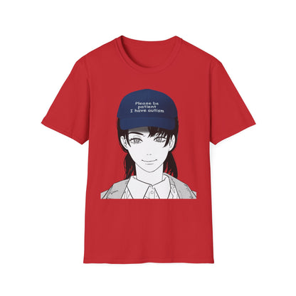 Anime Girl Graphic T‑Shirt – 'Please Be Patient I Have Autism' Cap Design
