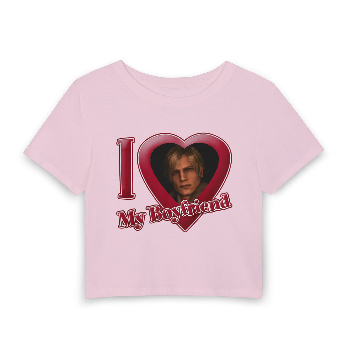 Heart Photo Baby Tee — "I  My Boyfriend" Crop Top