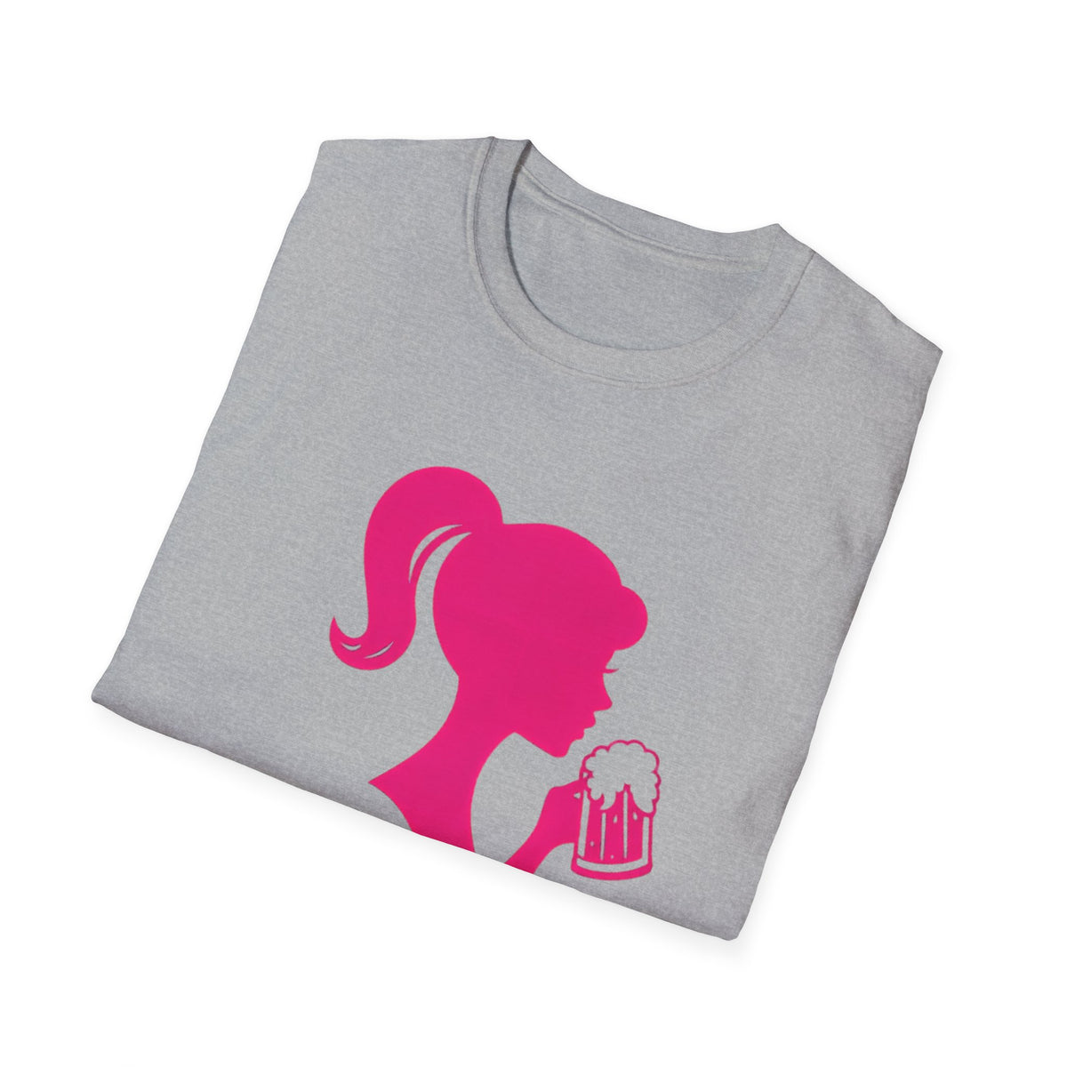 Beerbie Graphic T-Shirt — Pink Retro Barbie-Style Beer Tee