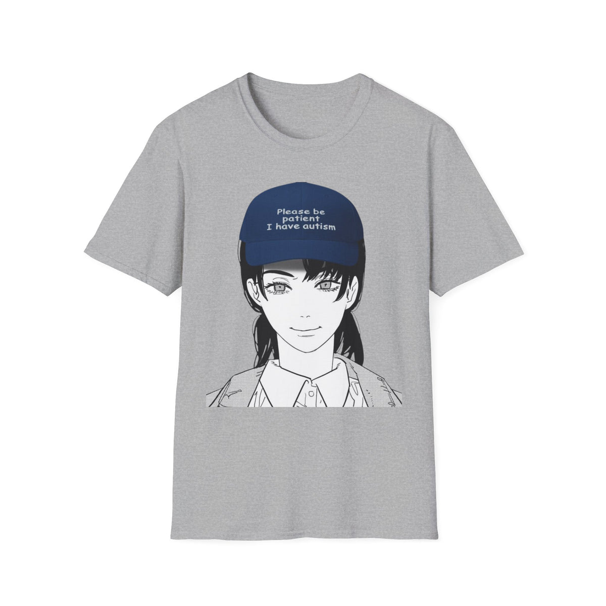 Anime Girl Graphic T‑Shirt – 'Please Be Patient I Have Autism' Cap Design