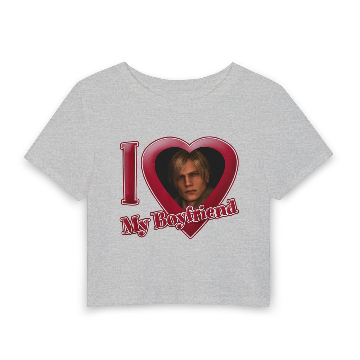 Heart Photo Baby Tee — "I  My Boyfriend" Crop Top