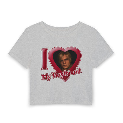 Heart Photo Baby Tee — "I  My Boyfriend" Crop Top