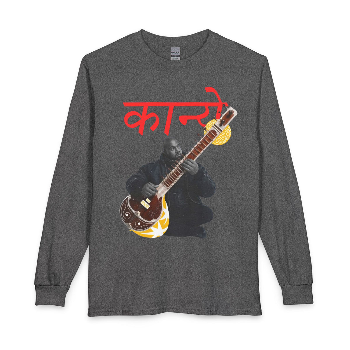 Sitar Musician Long Sleeve Shirt — 'कन' Graphic Indian Instrument Tee